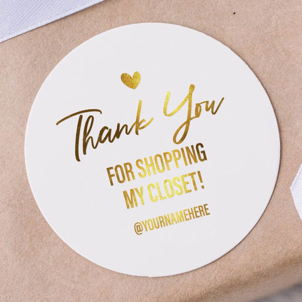 Thank You For Shopping My Closet! Stickers & Labels with your custom wording